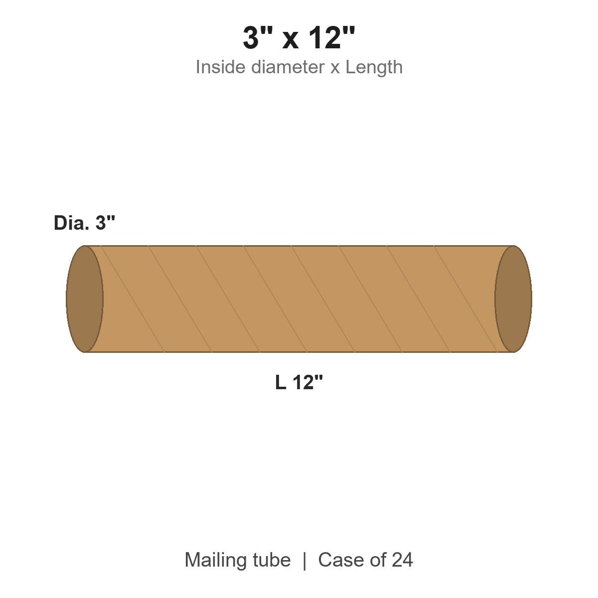 3" x 12" Crimped-End Kraft Mailing Tubes