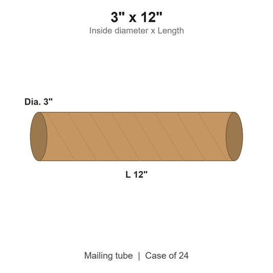 3" x 12" Crimped-End Kraft Mailing Tubes