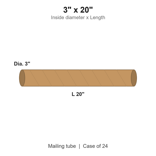 3" x 20" Crimped-End Kraft Mailing Tubes