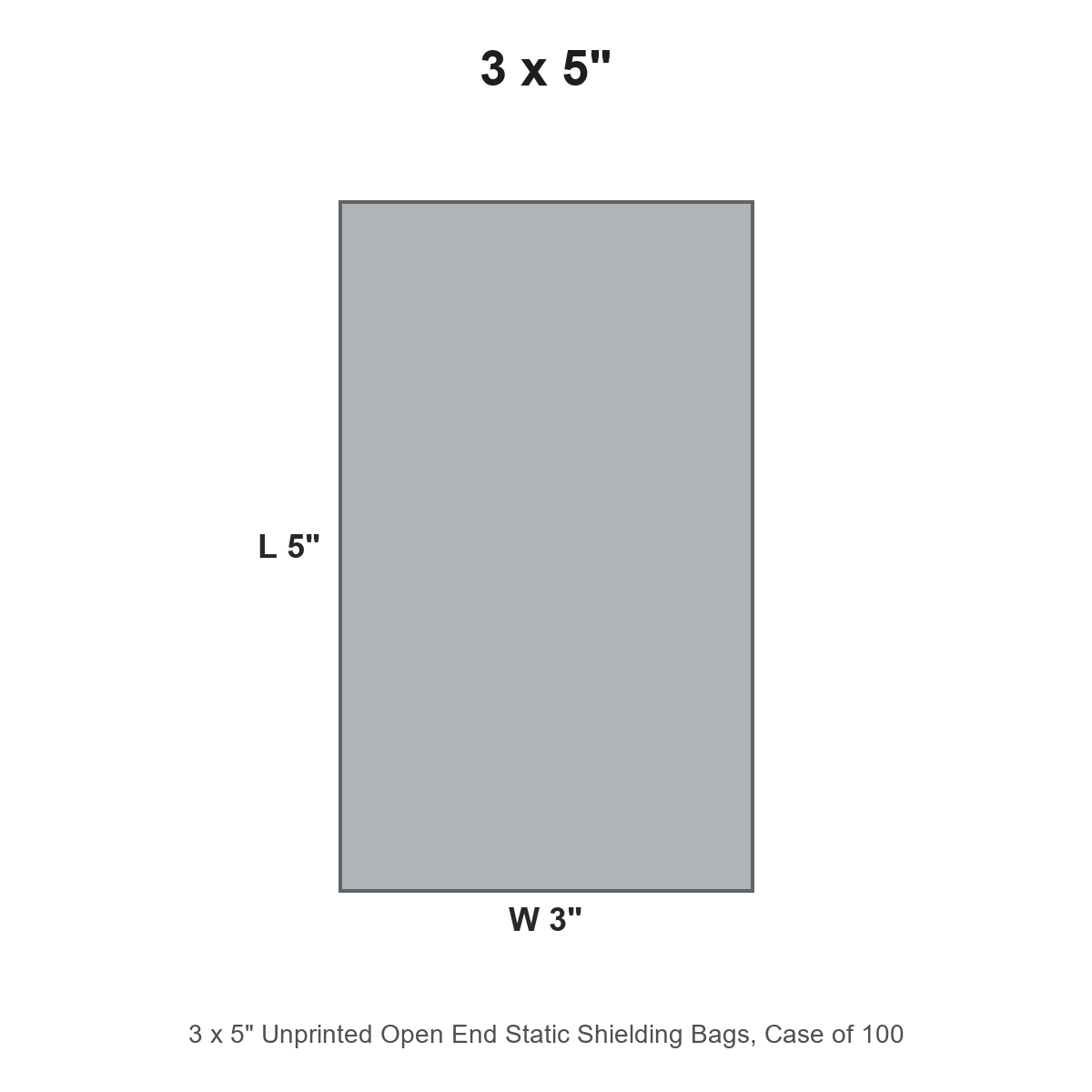 3 x 5" Unprinted Open End Static Shielding Bags