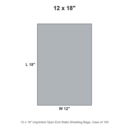 12 x 18" Unprinted Open End Static Shielding Bags