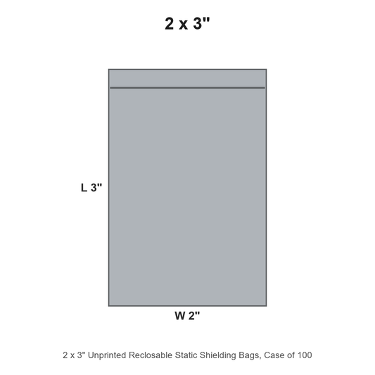 2 x 3" Unprinted Reclosable Static Shielding Bags