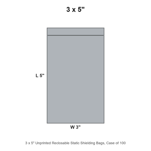 3 x 5" Unprinted Reclosable Static Shielding Bags