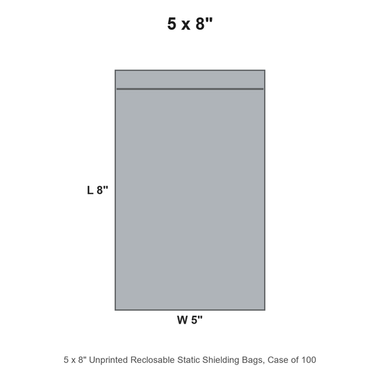 5 x 8" Unprinted Reclosable Static Shielding Bags