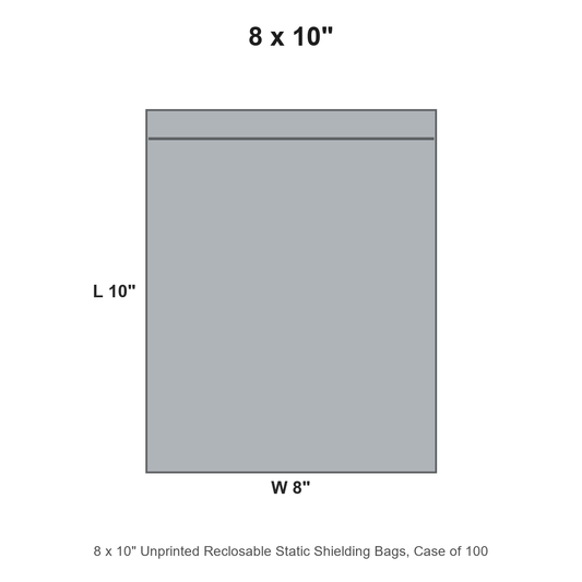8 x 10" Unprinted Reclosable Static Shielding Bags
