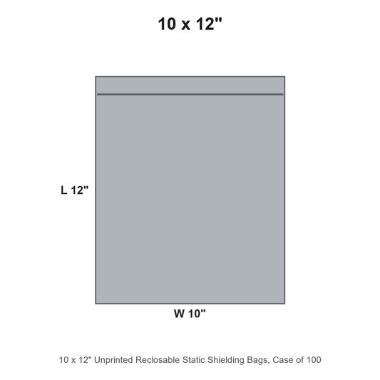 10 x 12" Unprinted Reclosable Static Shielding Bags