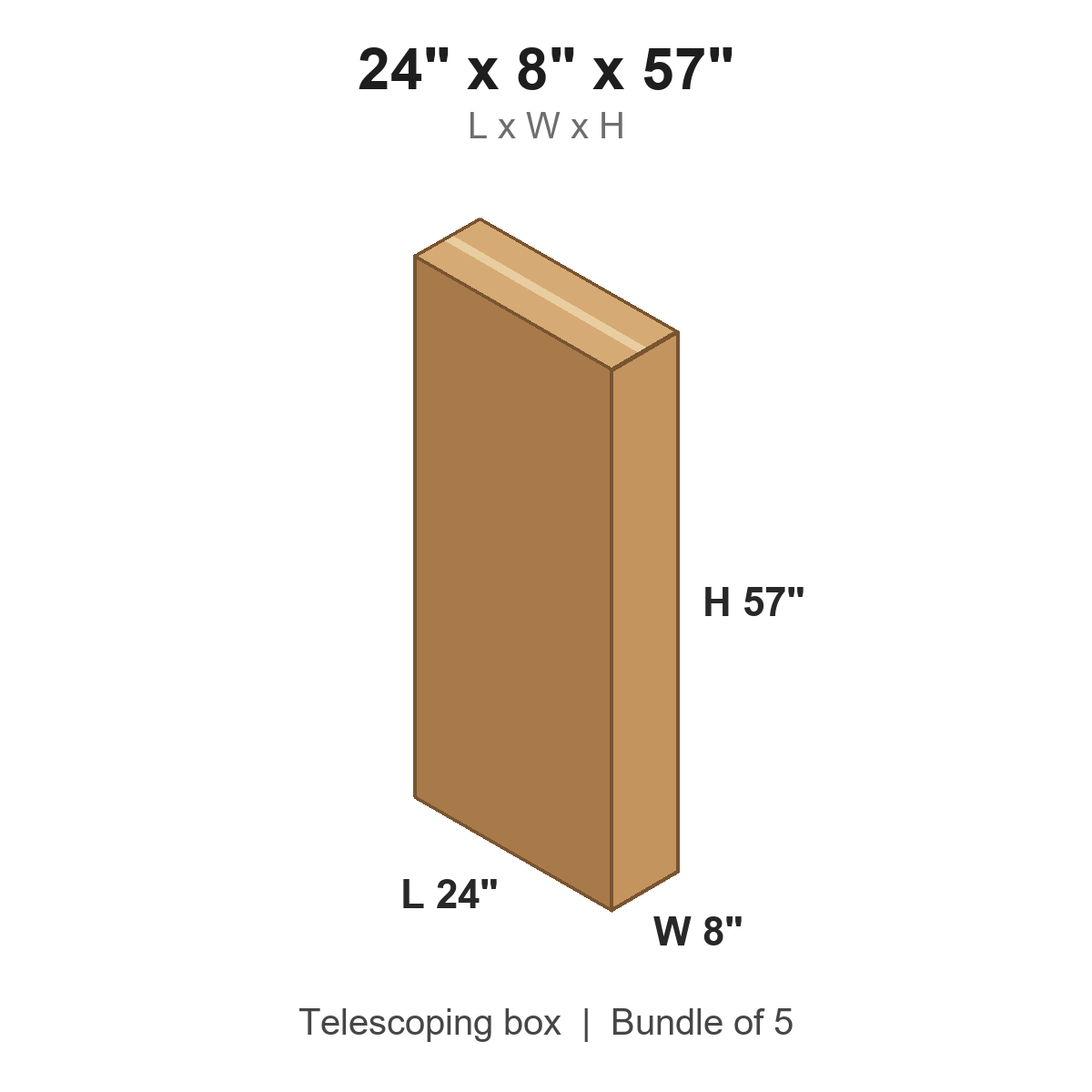 24x8x57 Double Wall Telescoping Inner Boxes