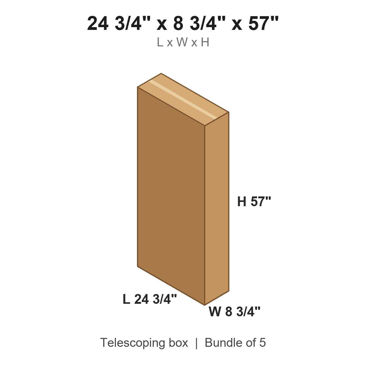 24.75x8.75x57 Double Wall Telescoping Outer Boxes