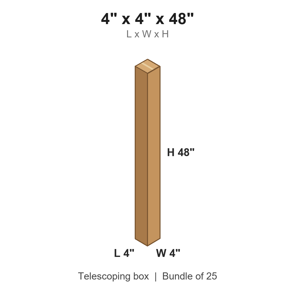 4x4x48 Telescoping Inner Boxes