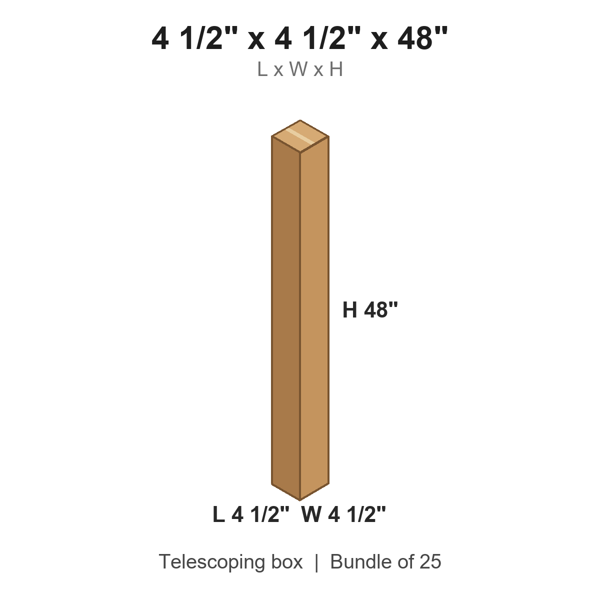 4.5x4.5x48 Telescoping Outer Boxes