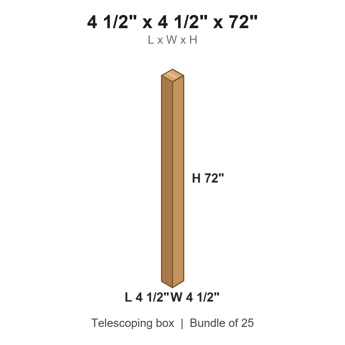 4.5x4.5x72 Telescoping Outer Boxes