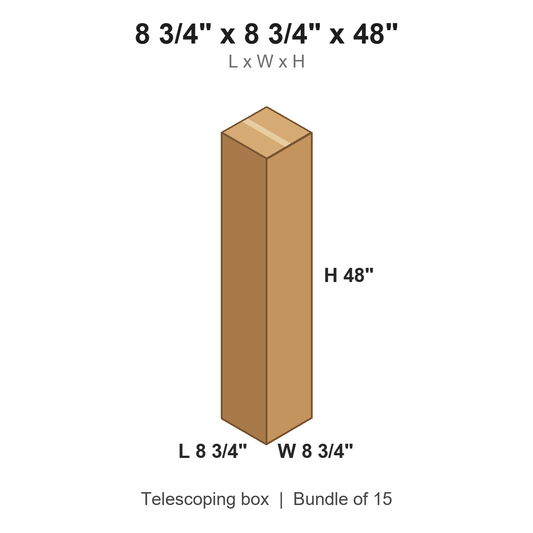 8.75x8.75x48 Double Wall Telescoping Outer Boxes