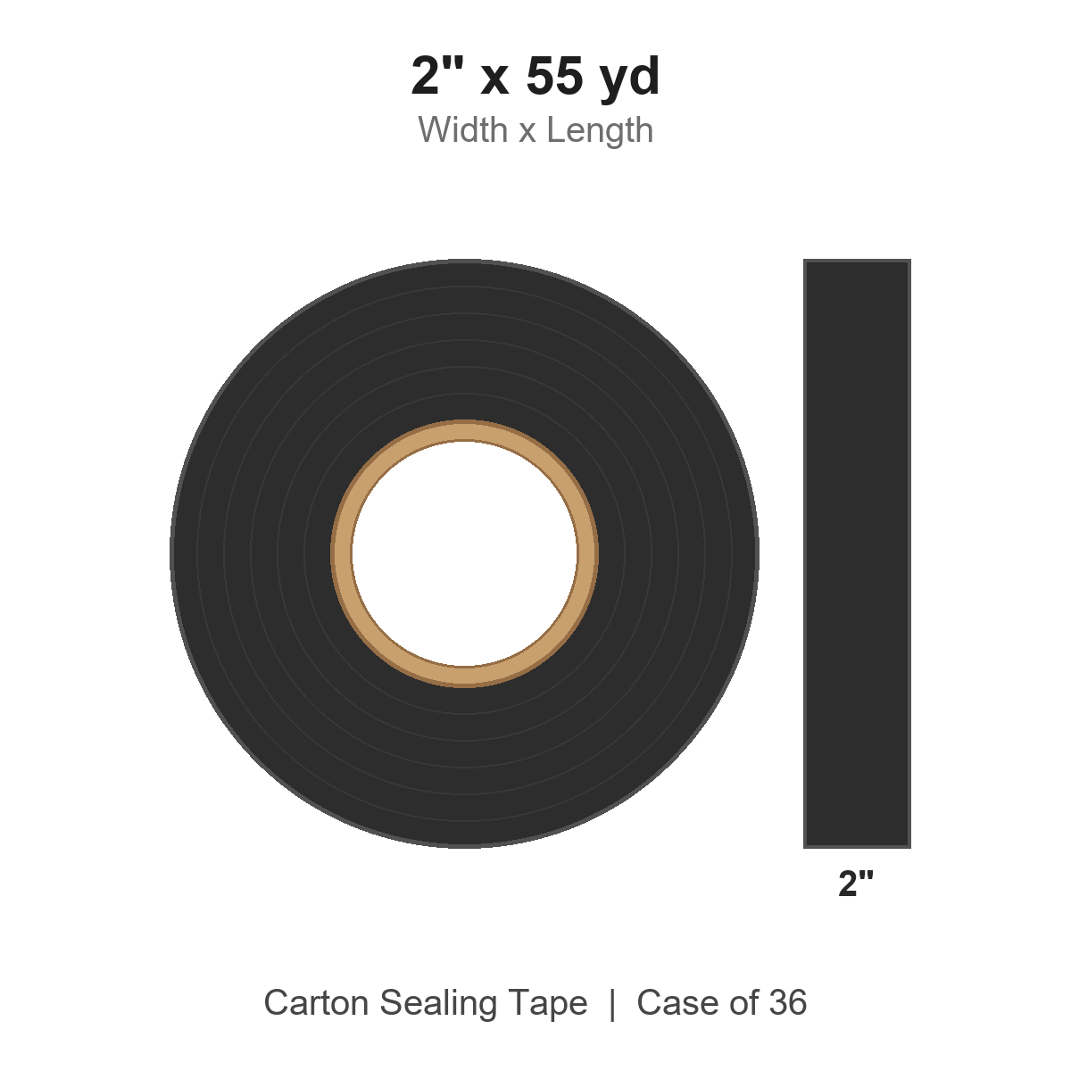 2" x 55 yd Black Carton Sealing Tape