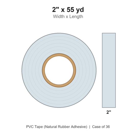 2" x 55 yd Clear PVC Tape