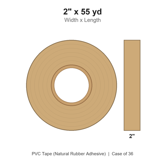 2" x 55 yd Tan PVC Tape