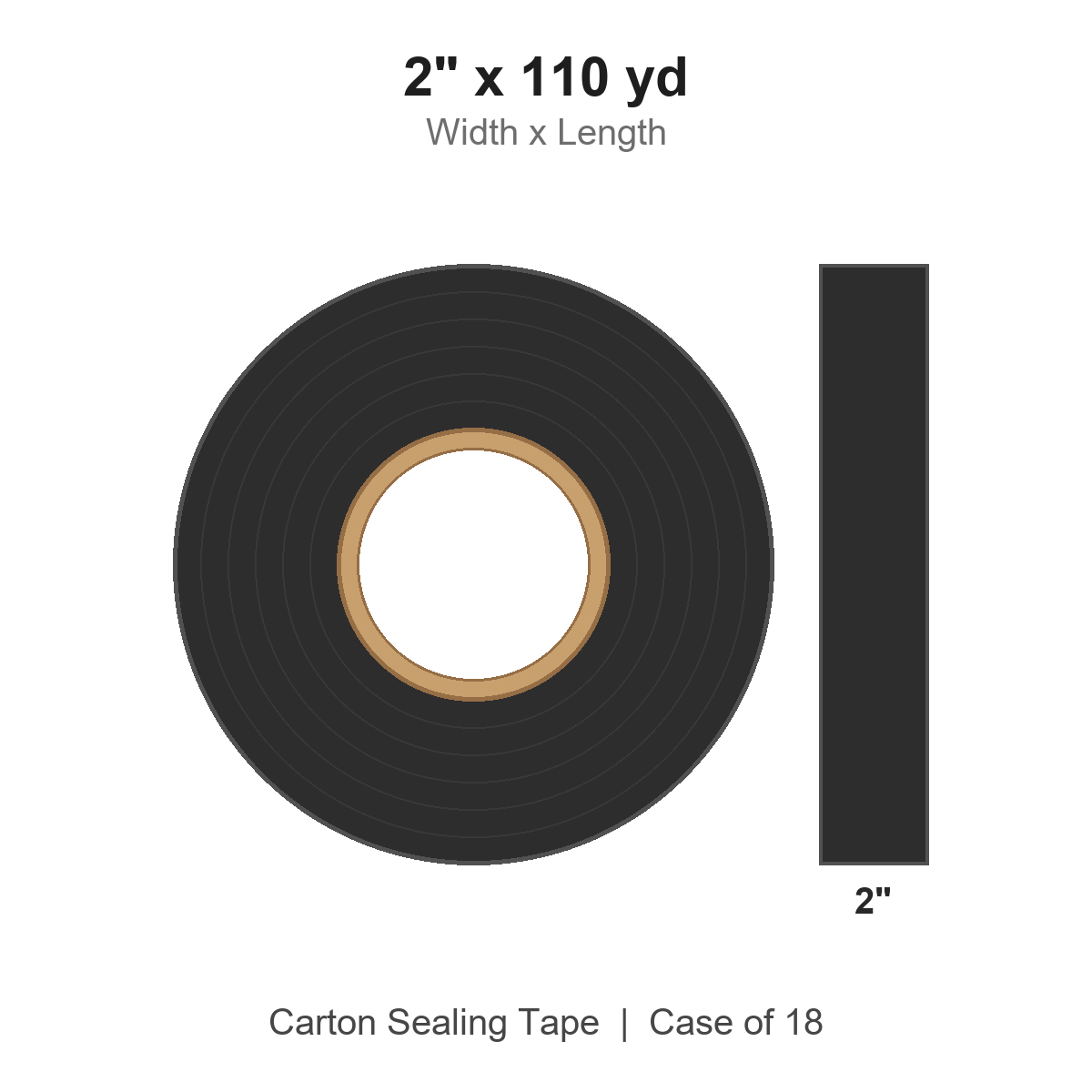 2" x 110 yd Black Carton Sealing Tape