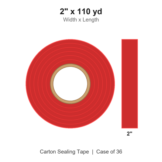 2" x 110 yd Red Carton Sealing Tape