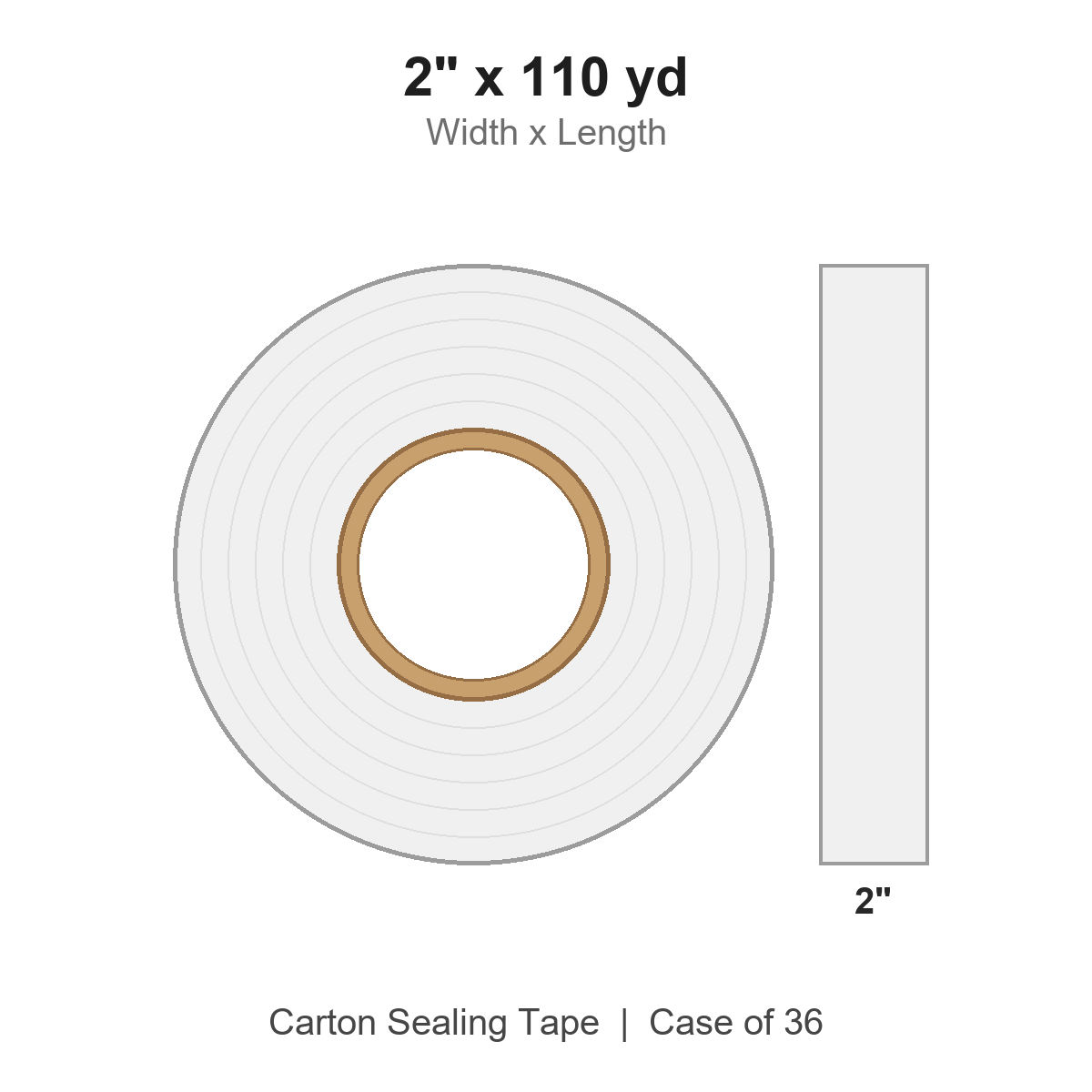 2" x 110 yd White Carton Sealing Tape
