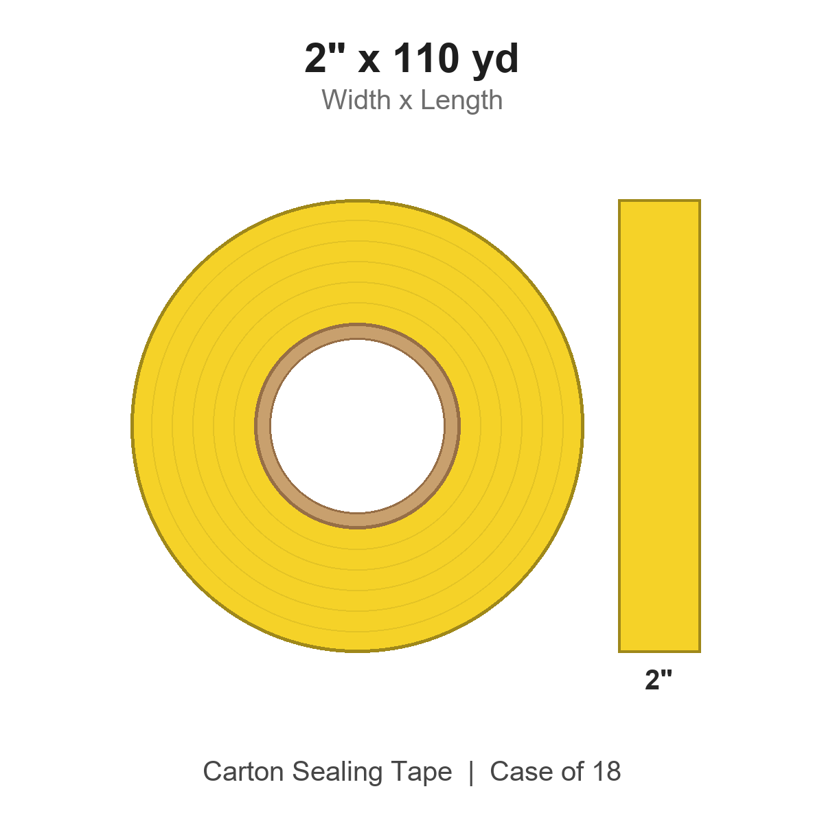 2" x 110 yd Yellow Carton Sealing Tape