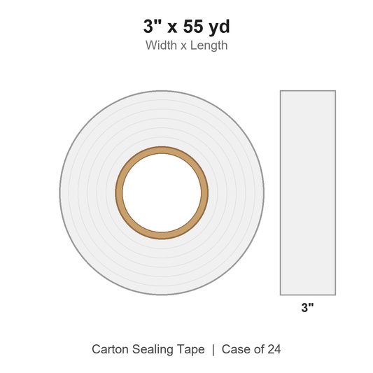 3" x 55 yd White Carton Sealing Tape