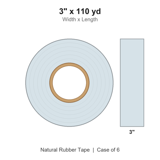 3" x 110 yd Clear Natural Rubber Tape