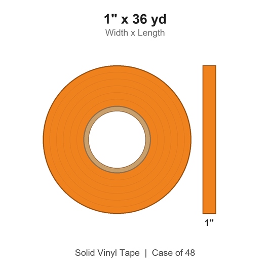 1" x 36 yd Orange Solid Vinyl Tape