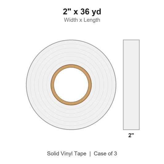 2" x 36 yd White Solid Vinyl Tape