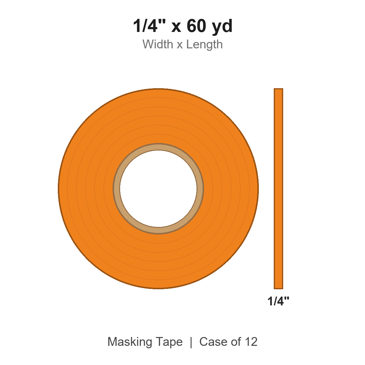 1/4" x 60 yd Orange Masking Tape