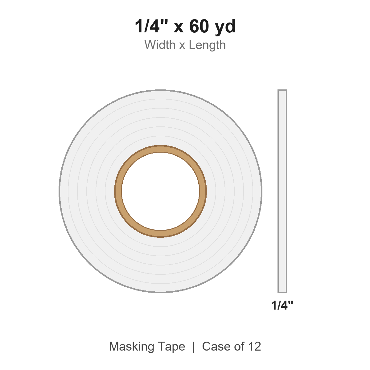 1/4" x 60 yd White Masking Tape