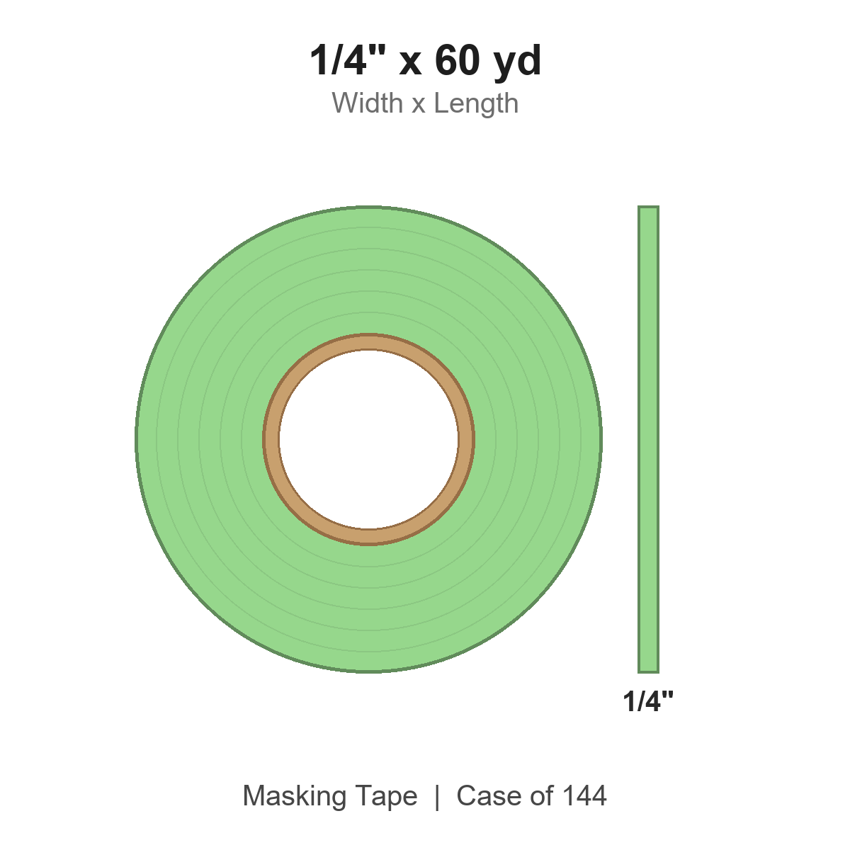 1/4" x 60 yd Light Green Masking Tape