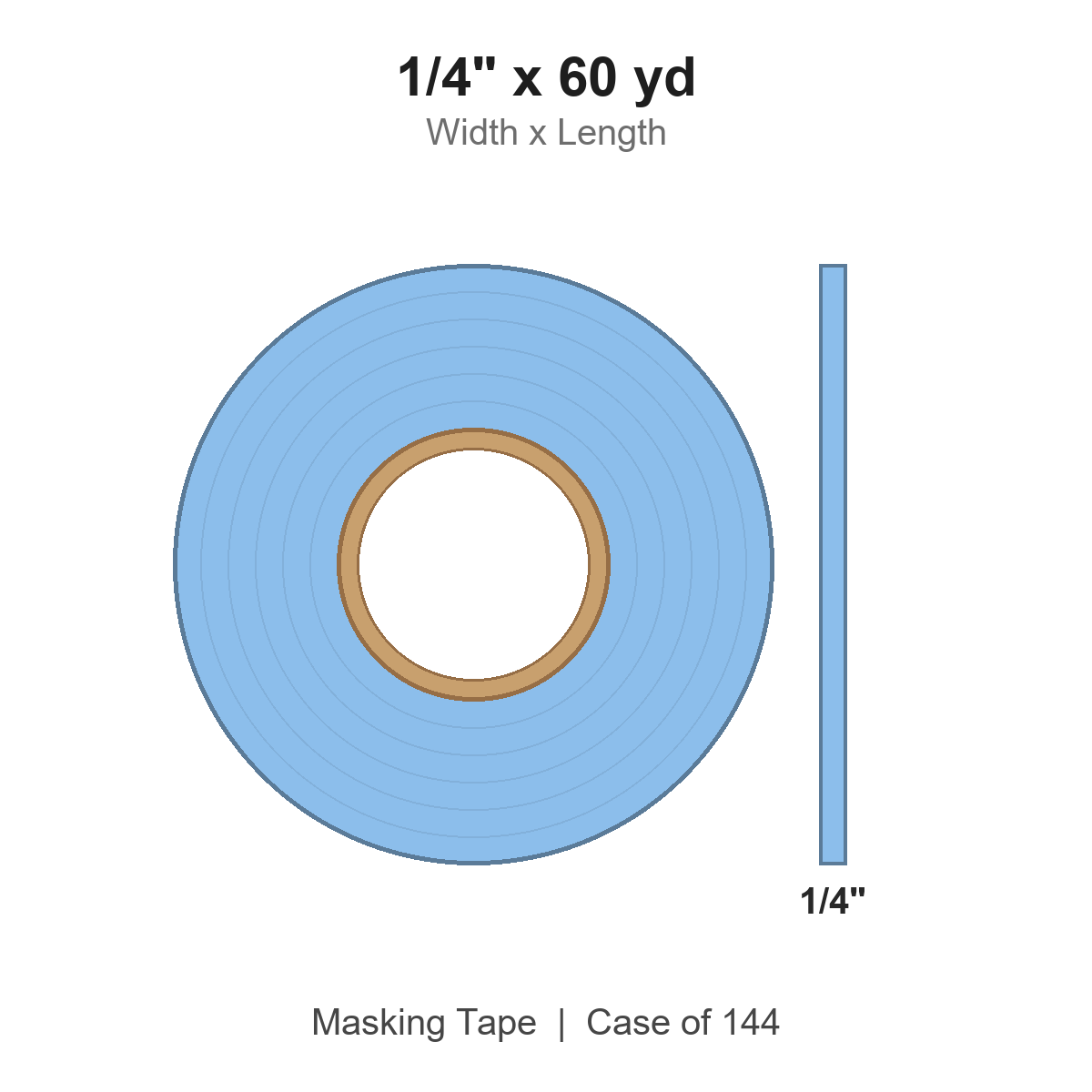 1/4" x 60 yd Light Blue Masking Tape