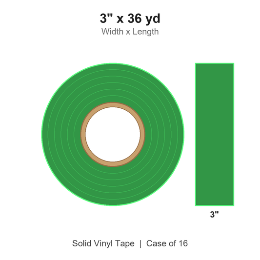 3" x 36 yd Green Solid Vinyl Tape