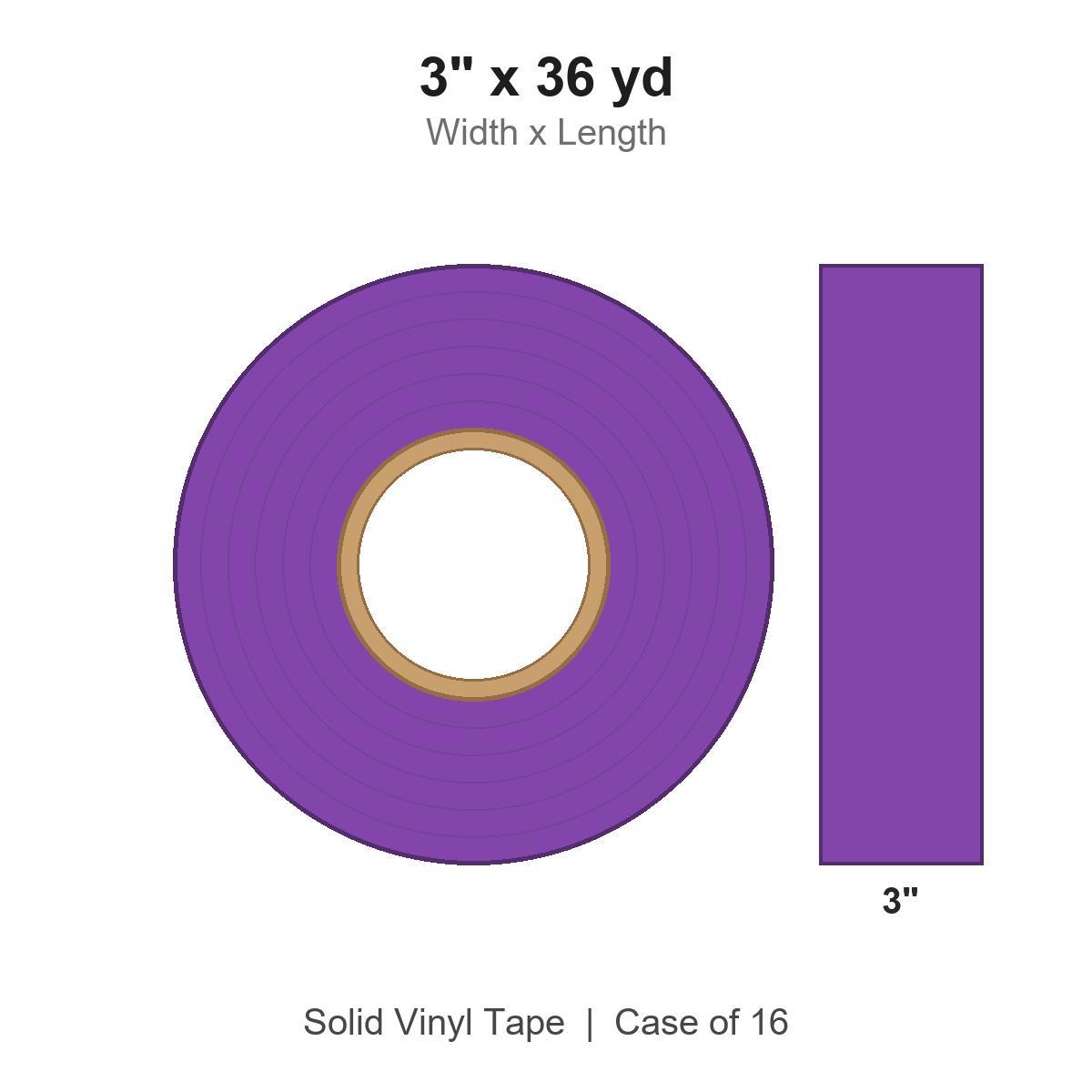 3" x 36 yd Purple Solid Vinyl Tape