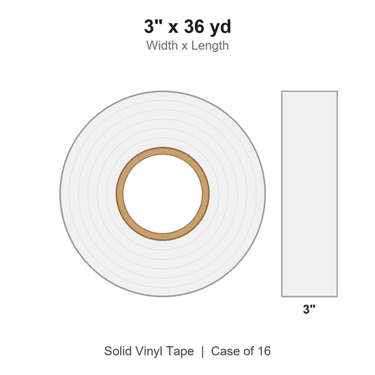 3" x 36 yd White Solid Vinyl Tape