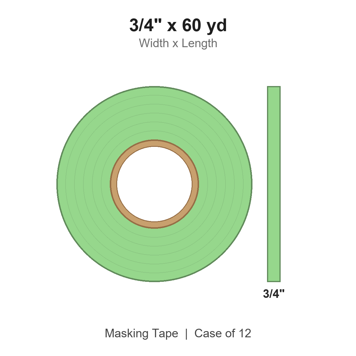 3/4" x 60 yd Light Green Masking Tape