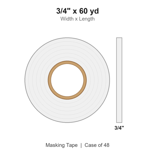 3/4" x 60 yd White Masking Tape