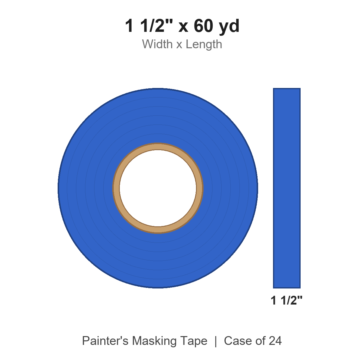 1 1/2" x 60 yd Blue Painter's Masking Tape