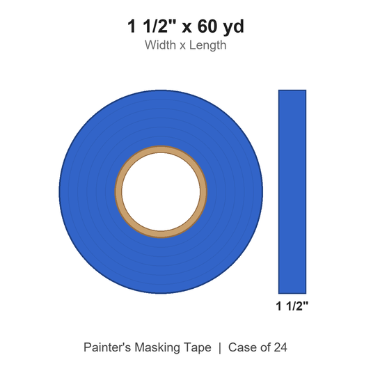 1 1/2" x 60 yd Blue Painter's Masking Tape