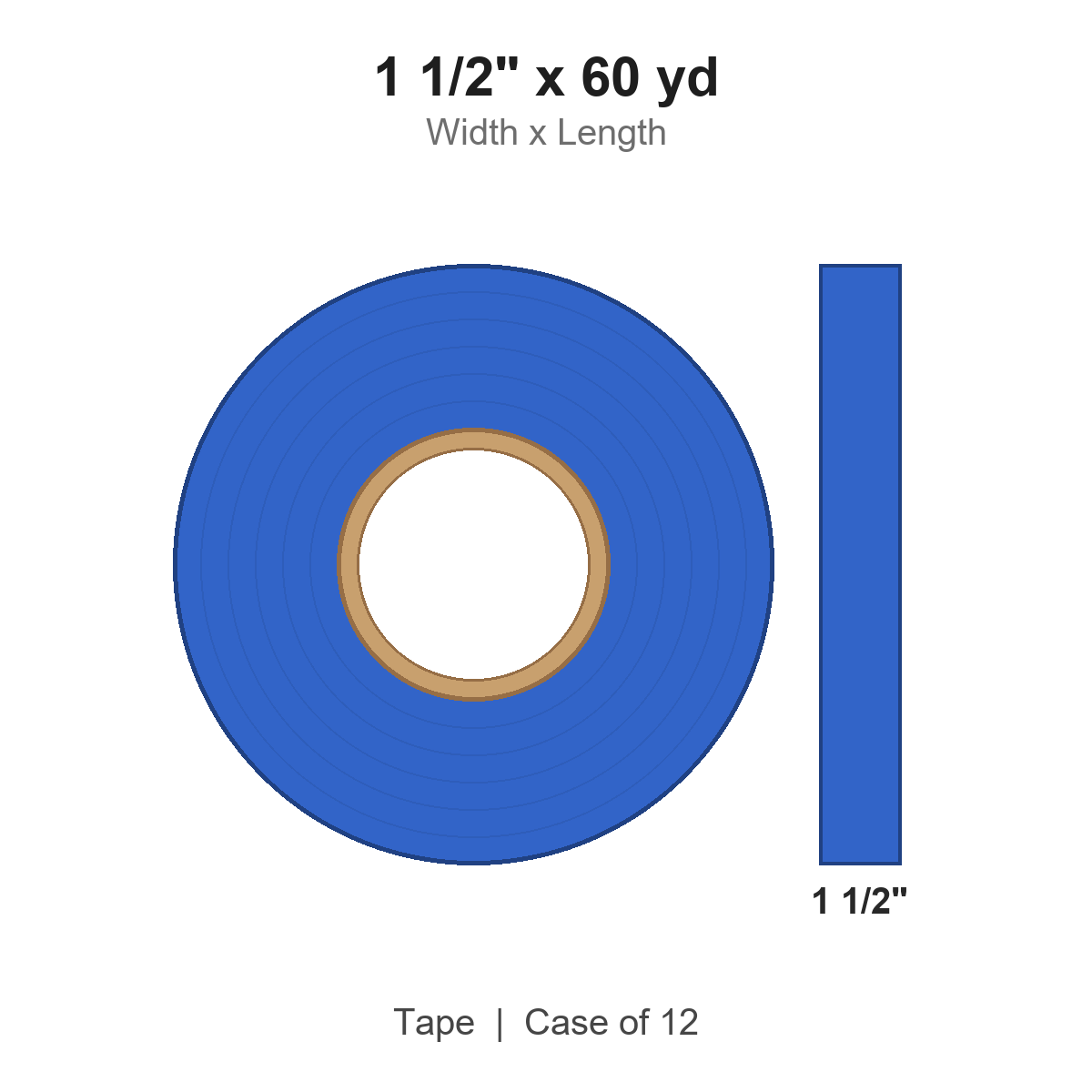 1 1/2" x 60 yd Blue Painter's Masking Tape