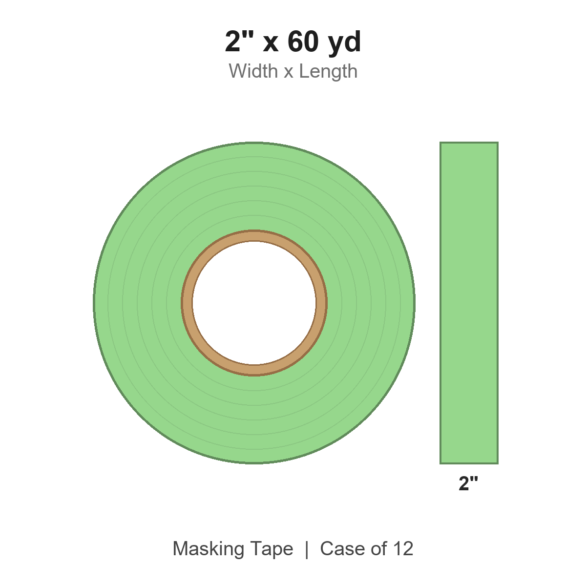 2" x 60 yd Light Green Masking Tape