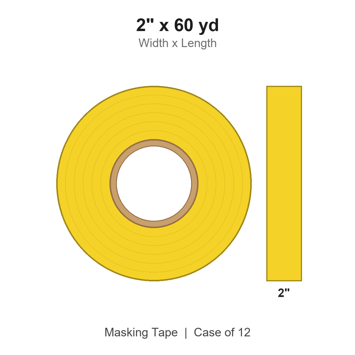 2" x 60 yd Yellow Masking Tape