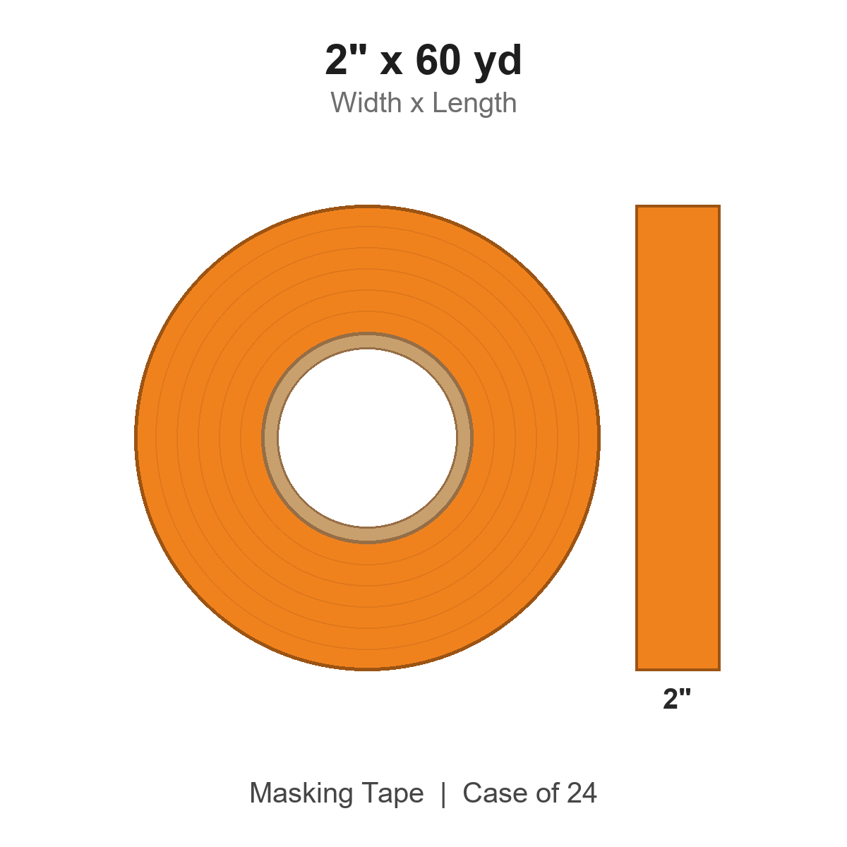 2" x 60 yd Orange Masking Tape