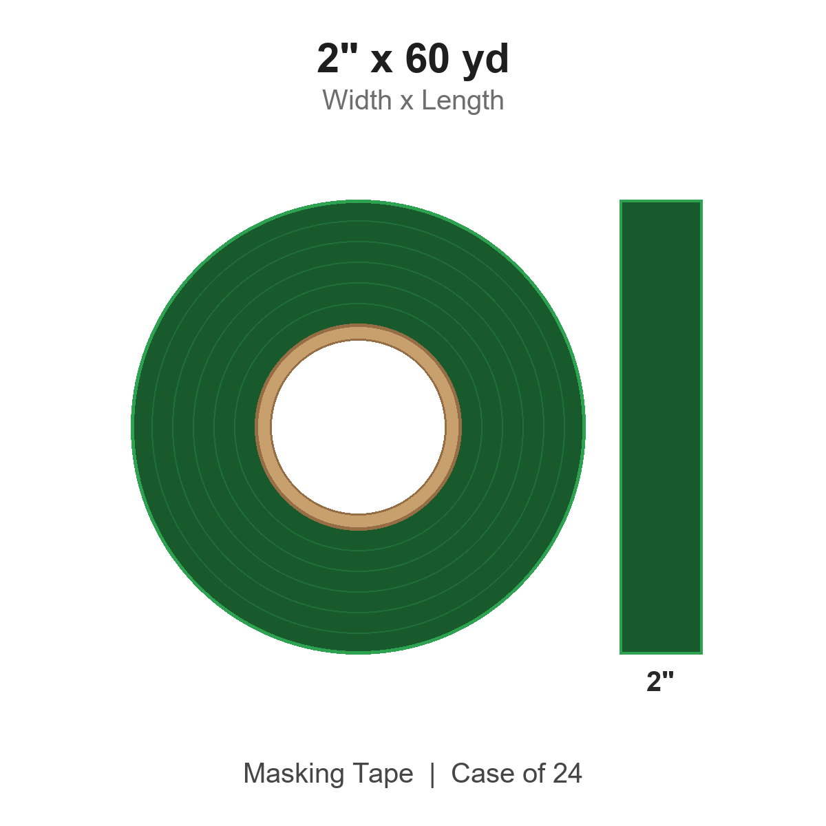 2" x 60 yd Dark Green Masking Tape