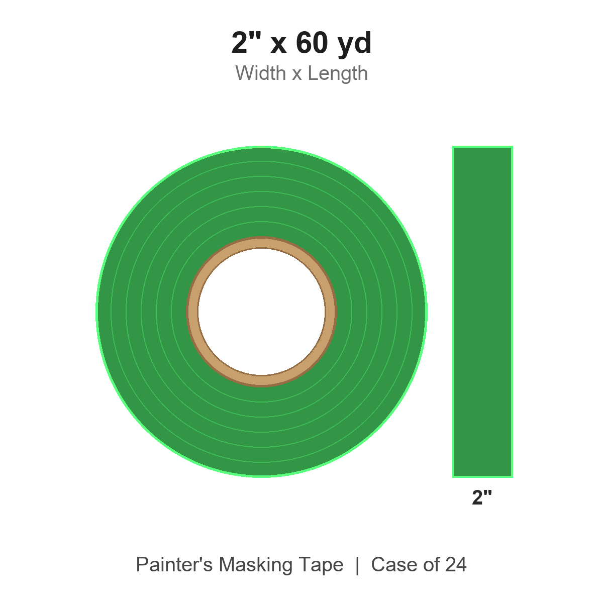 2" x 60 yd Green Painter's Masking Tape