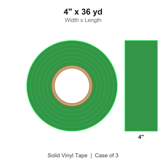 4" x 36 yd Green Solid Vinyl Tape