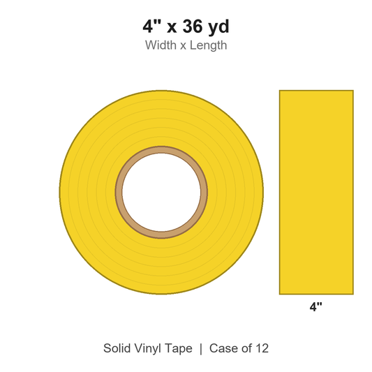 4" x 36 yd Yellow Solid Vinyl Tape