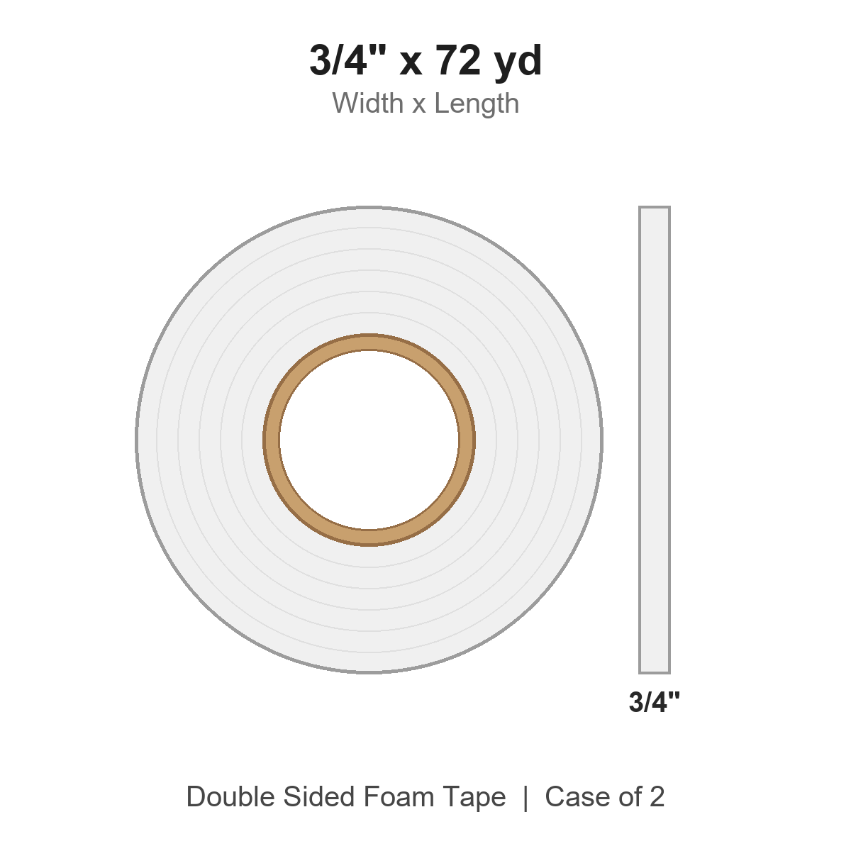 3/4" x 72 yd White Double Sided Foam Tape