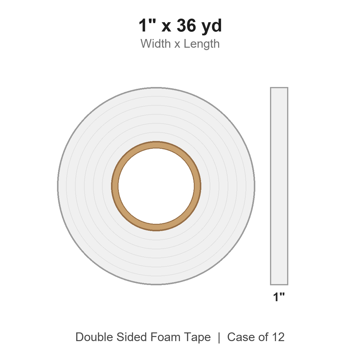 1" x 36 yd White Double Sided Foam Tape