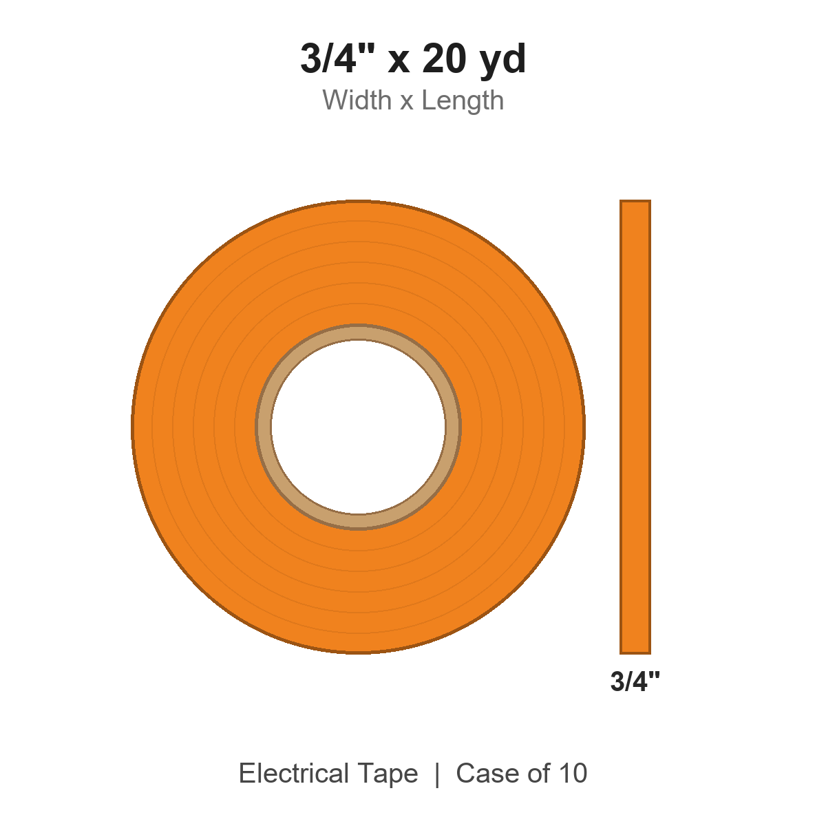 3/4" x 20 yd Orange Electrical Tape