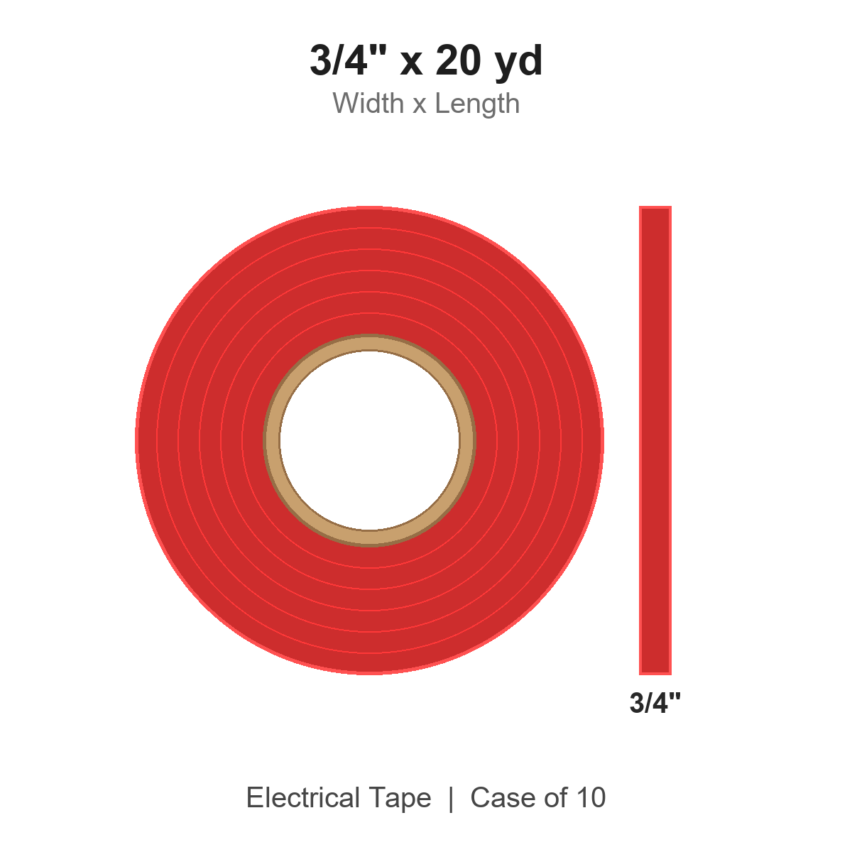3/4" x 20 yd Red Electrical Tape